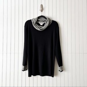 Misook Medium Black Cowl Neck Sweater
